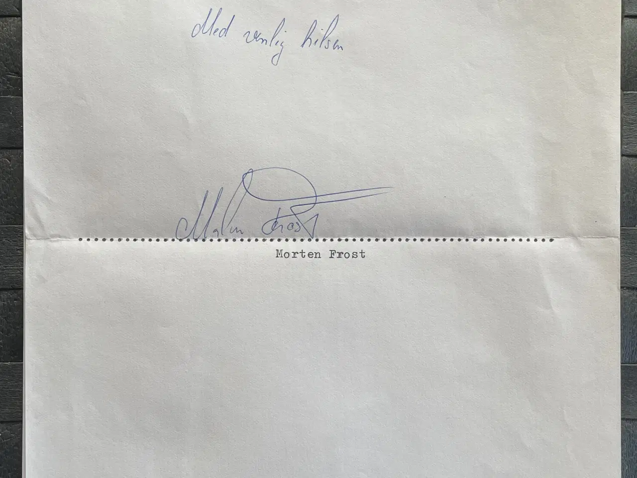 Billede 2 - Autograf af Morten Frost (A4) !