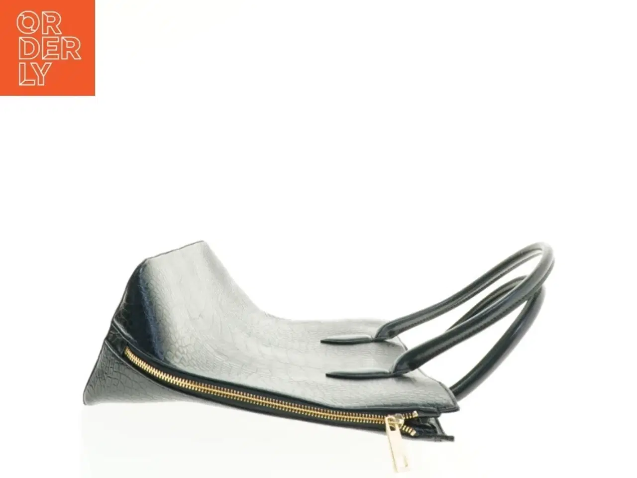 Billede 3 - Sort krokodillepræget håndtaske (str. 43 x 29 x 14 cm)