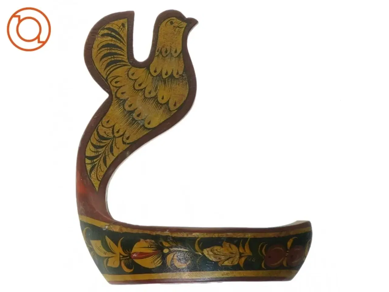 Billede 2 - Vintage Håndlavet Russisk Khokhloma Træ Skål med Fugl Fønix (str. 14 x 18 x 8 cm)