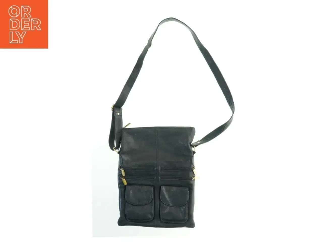 Billede 1 - Sort skuldertaske i blødt læder (str. 38x30 cm)