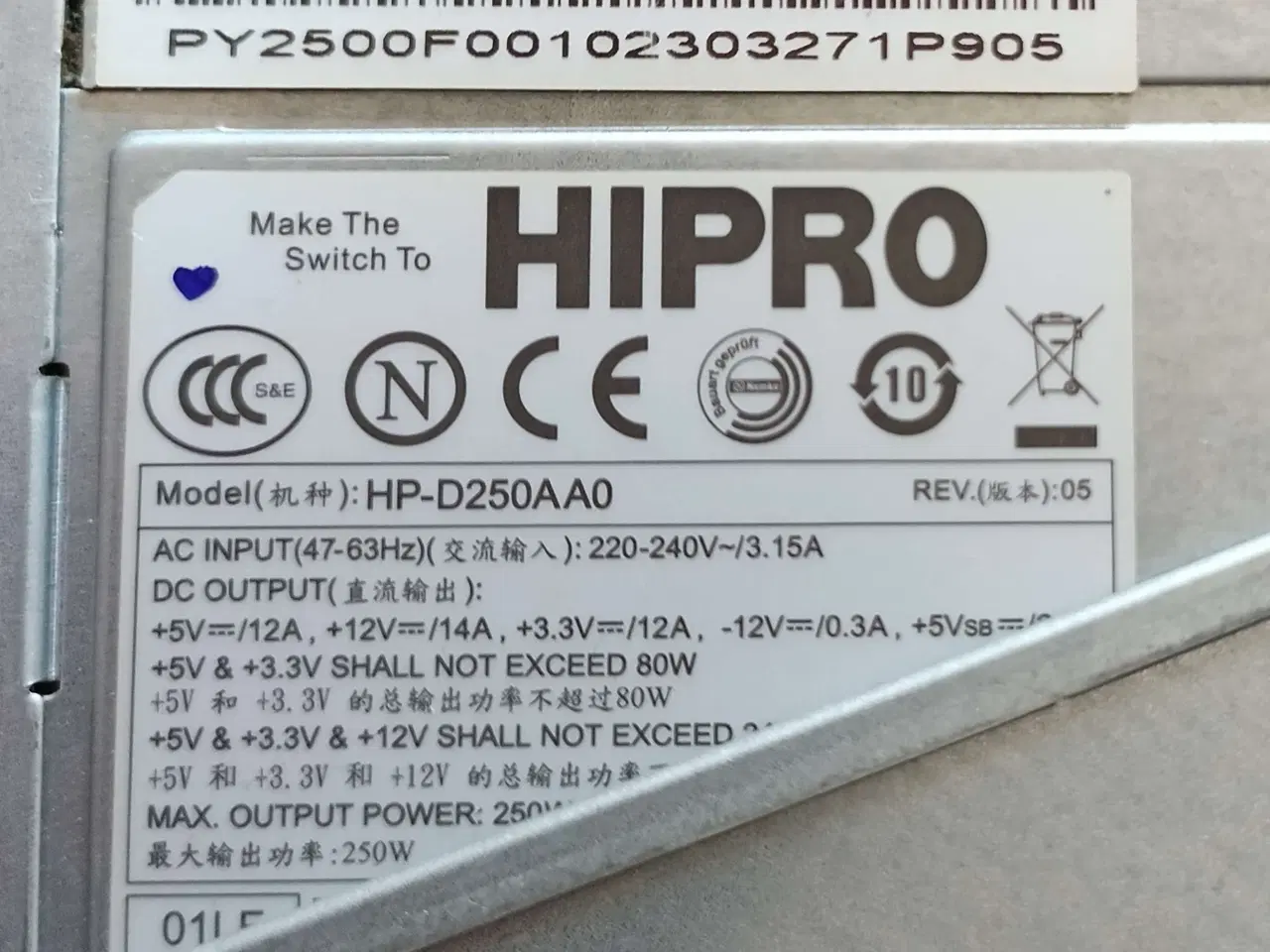 Billede 3 - Hipro HP-D250AA0 Strømforsyning
