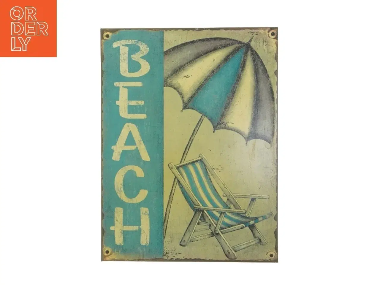 Billede 1 - Metalskilt med strandtema fra Ib Laursen (str. 35x26,5 cm)