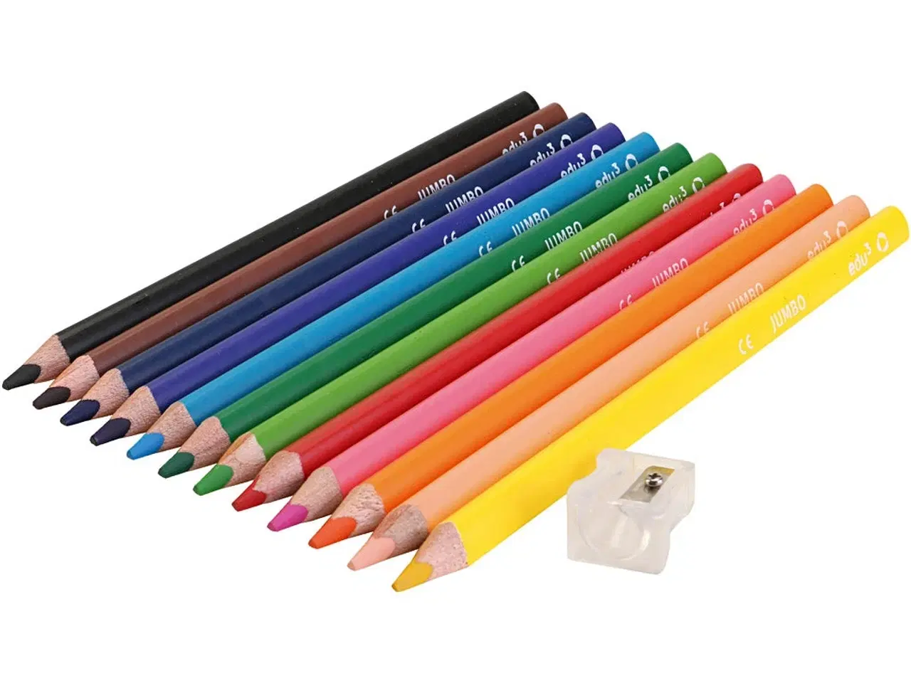 Billede 1 - edu Jumbo Farveblyanter, tykkelse 10 mm, mine 5 mm, ass. farver, 12stk./ 1 pk.