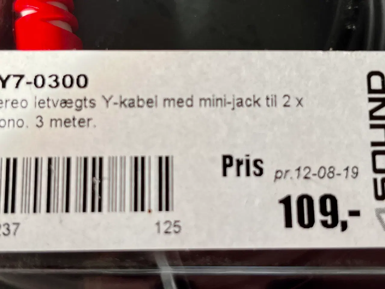 Billede 2 - Stereo letvægts Y- kabel med mini Jack 