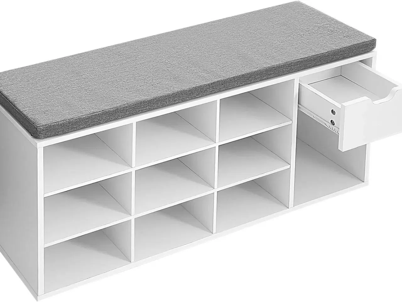 Billede 7 - Skobænk med opbevaring hvid/grå, polstret sæde, 2 åbne rum + 1 lukket (LHS021W01)