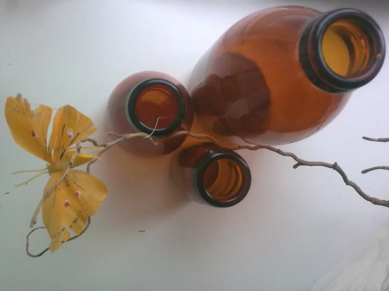 Billede 1 - Holmegaard rav brun glas flasker 3 x 1960r by mælk