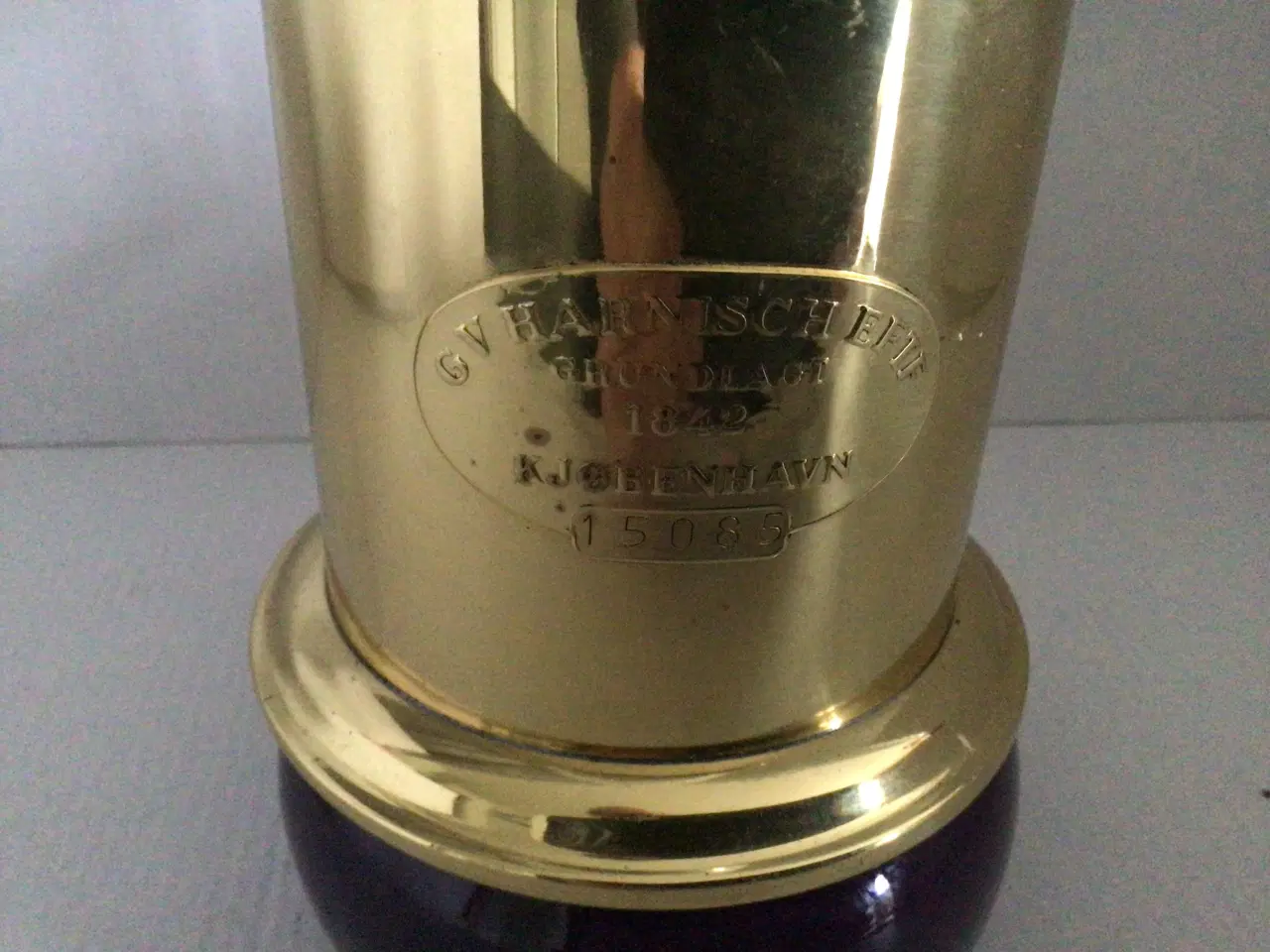 Billede 2 - Messing lampe mrk. G.V.Harnisch nr.15085
