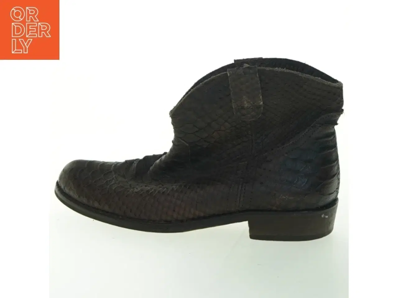 Billede 1 - Brune læderstøvler med krybdyr-mønster fra Bonpoint (str. 33 )