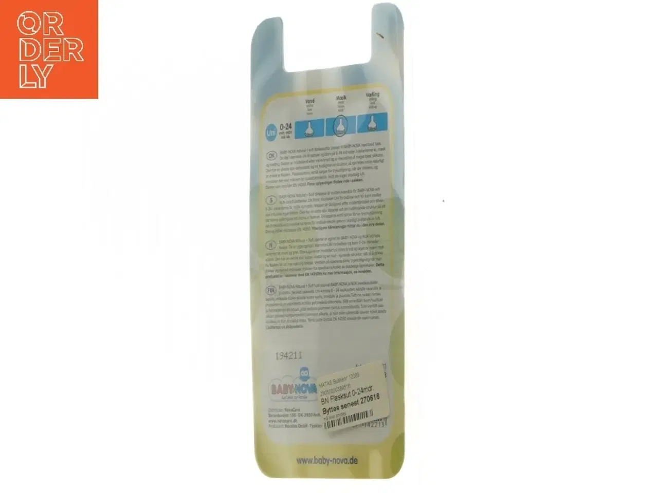 Billede 3 - BabyNova flaske sutter 0-24 mdr fra BabyNova (str. 18x9,5 cm)