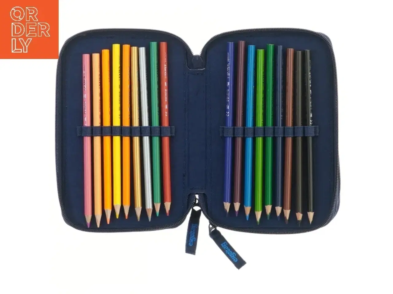 Billede 4 - Blå penalhus med farveblyanter og tuscher fra Ergobag (str. 20,5x14 cm)