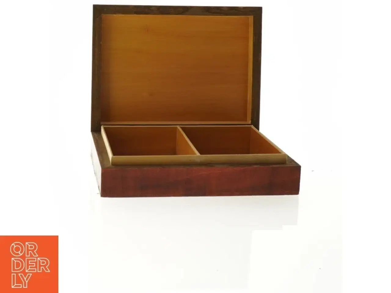Billede 5 - Ornamenteret Træ æske med 2 rum (str. 16 x 12 x 4 cm)