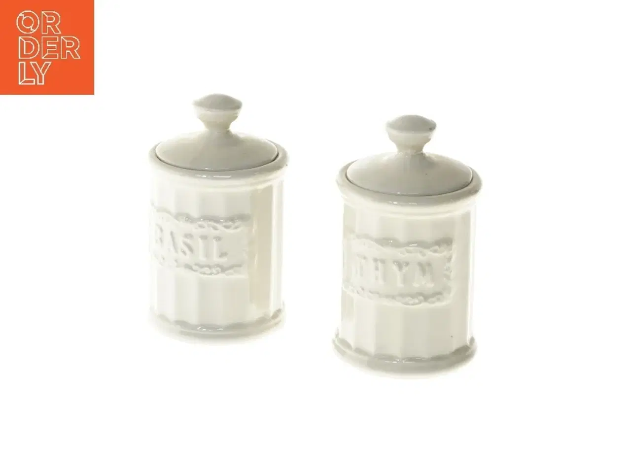 Billede 1 - Krydderibeholdere i porcelæn (str. Ø 6,5x11 cm)