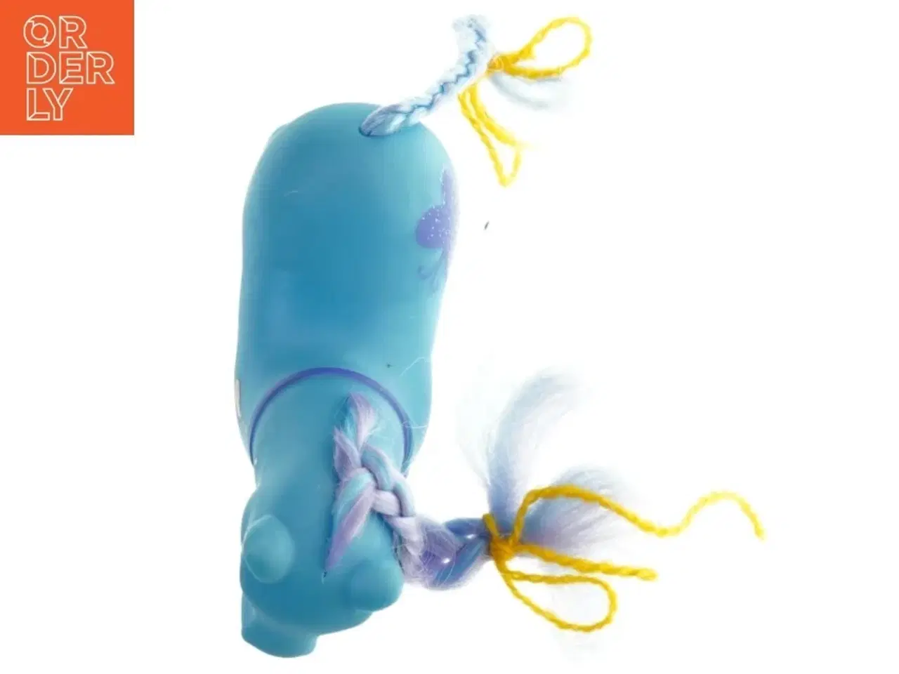 Billede 2 - Blå legetøjshest med fletninger (str. 13x15 cm)