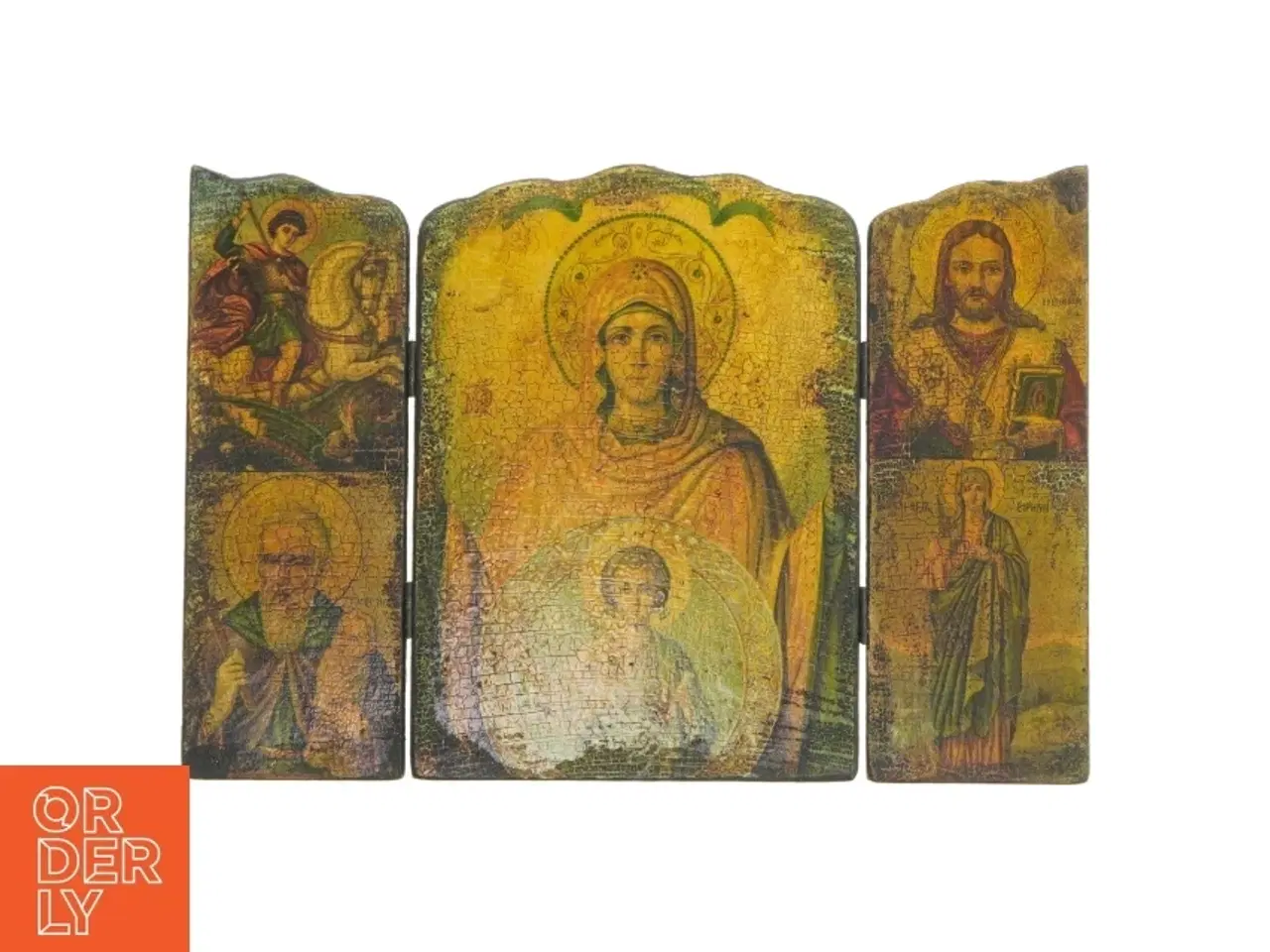 Billede 1 - IRussisk Træ Ikon triptykon 1900-tallet (str. 21x15,5 cm)