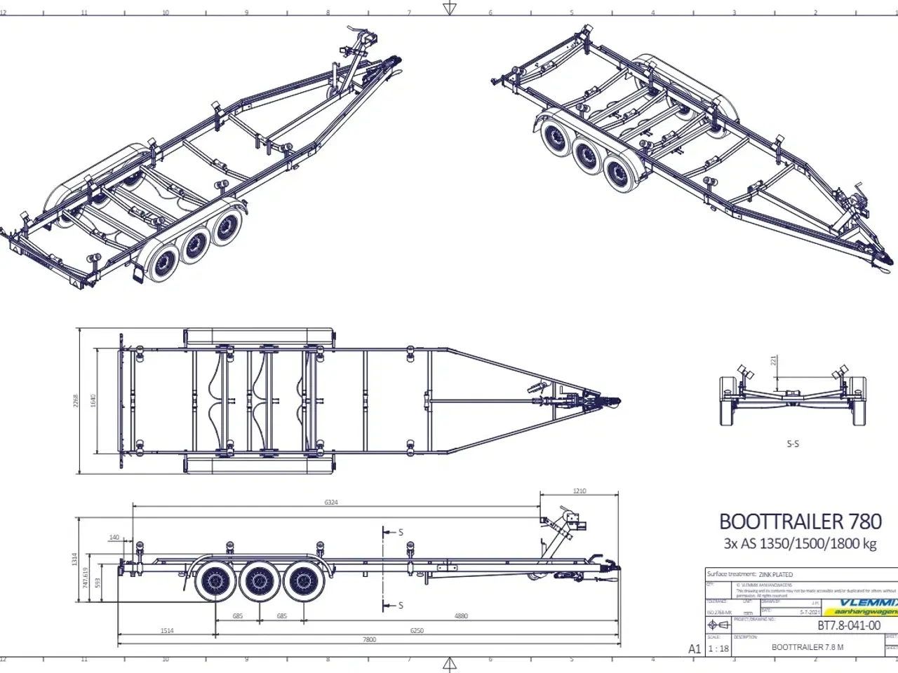 Billede 5 - Vlemmix Bådtrailer 780x220 3500 TR3