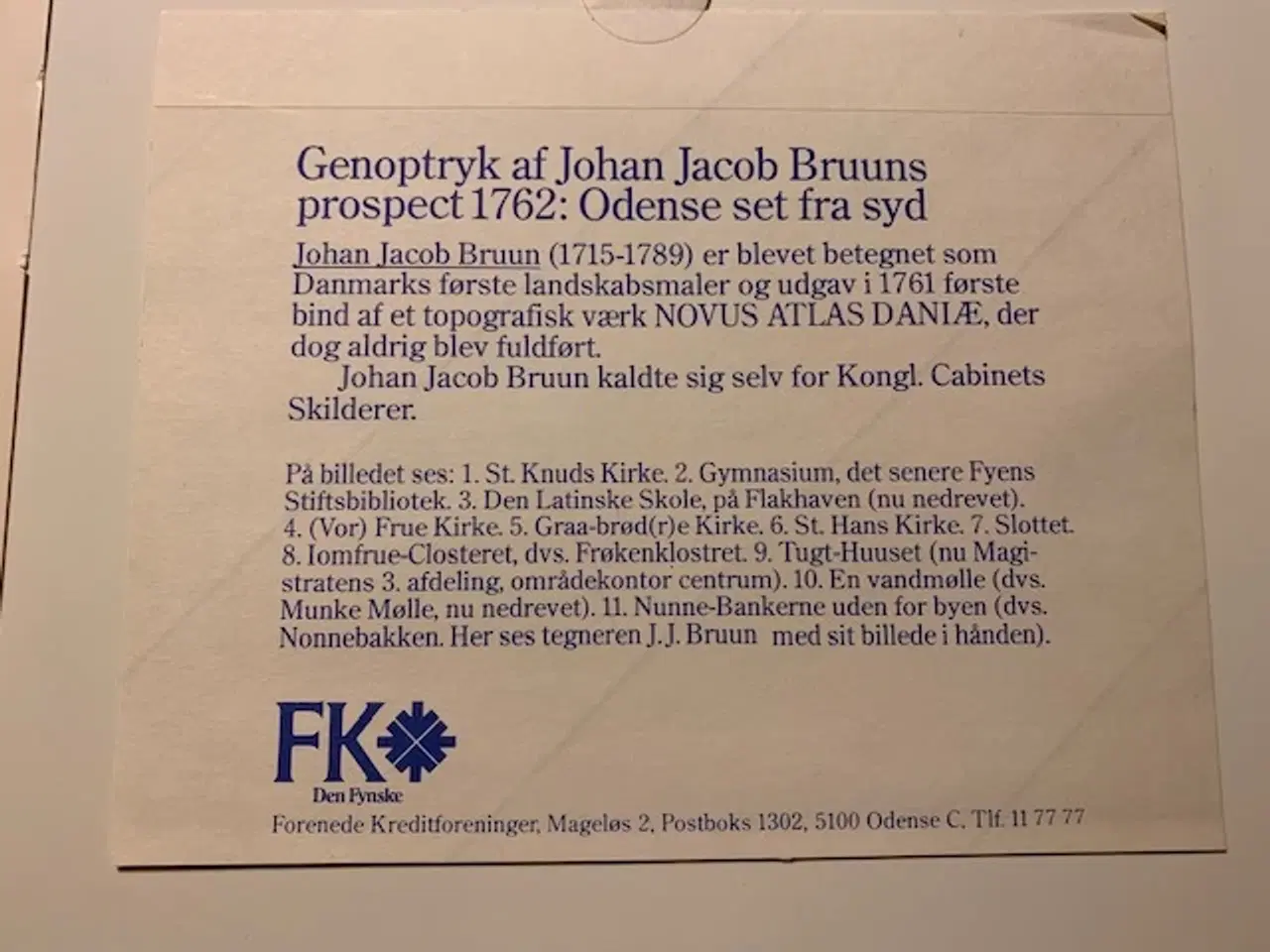 Billede 3 - Genoptryk Johan Jacob Bruuns prospect 1762 Odense 