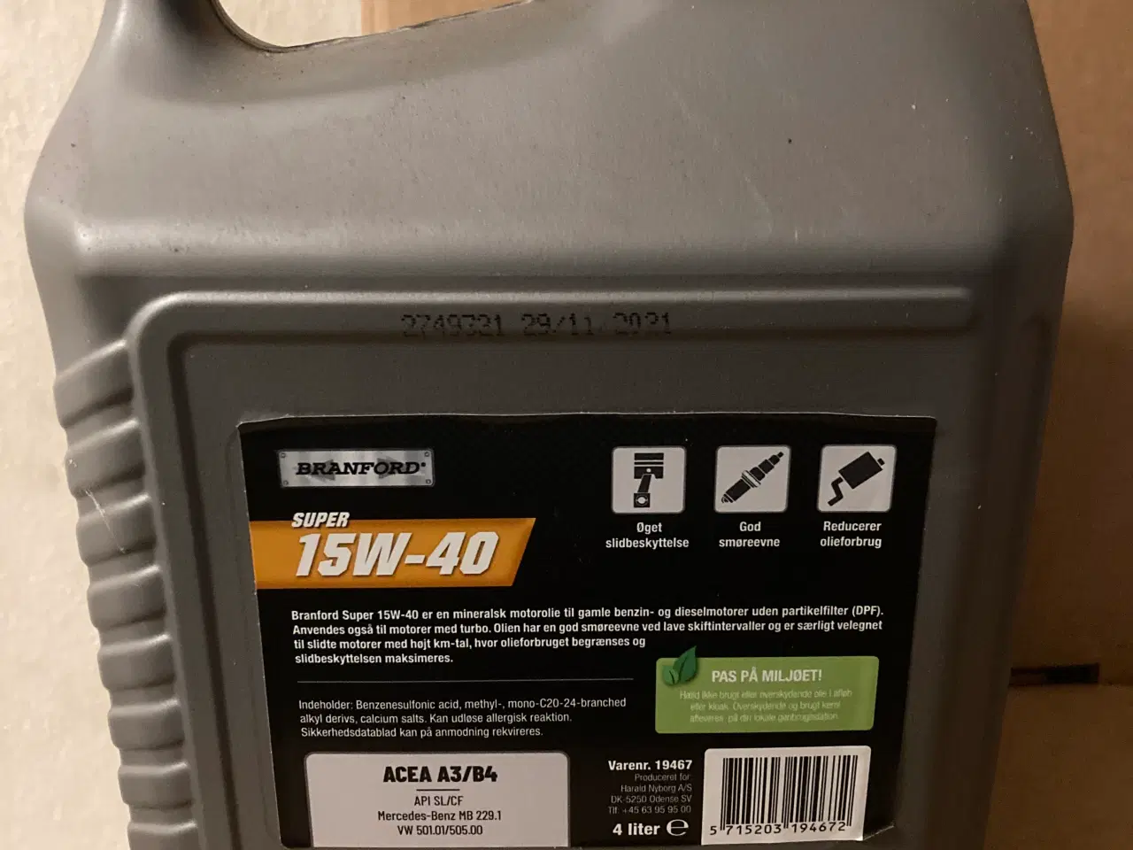 Billede 2 - 4 liter 15W 40 motorolie (NY)