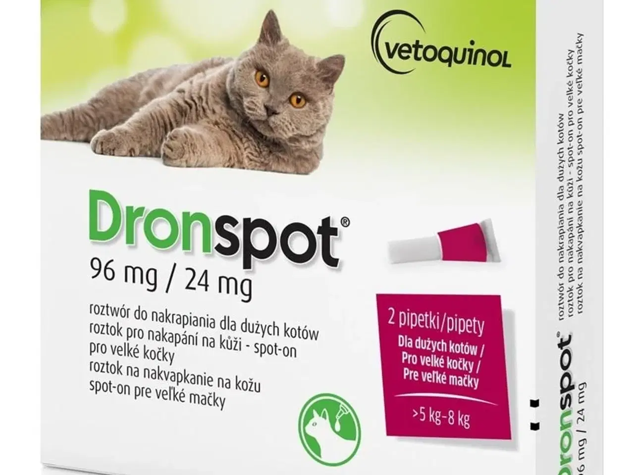 Billede 1 - Vetoquinol Dronspot ormemiddel til kat – spot-on 5–8 kg (2 pipetter)
