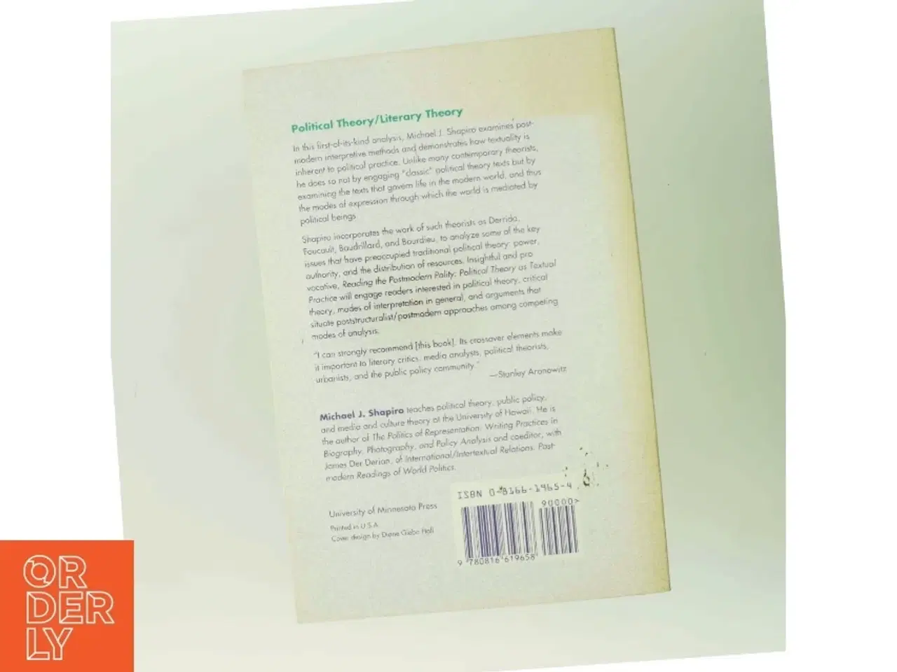 Billede 3 - Reading the postmodern polity : political theory as textual practice af Michael J. Shapiro (Bog)