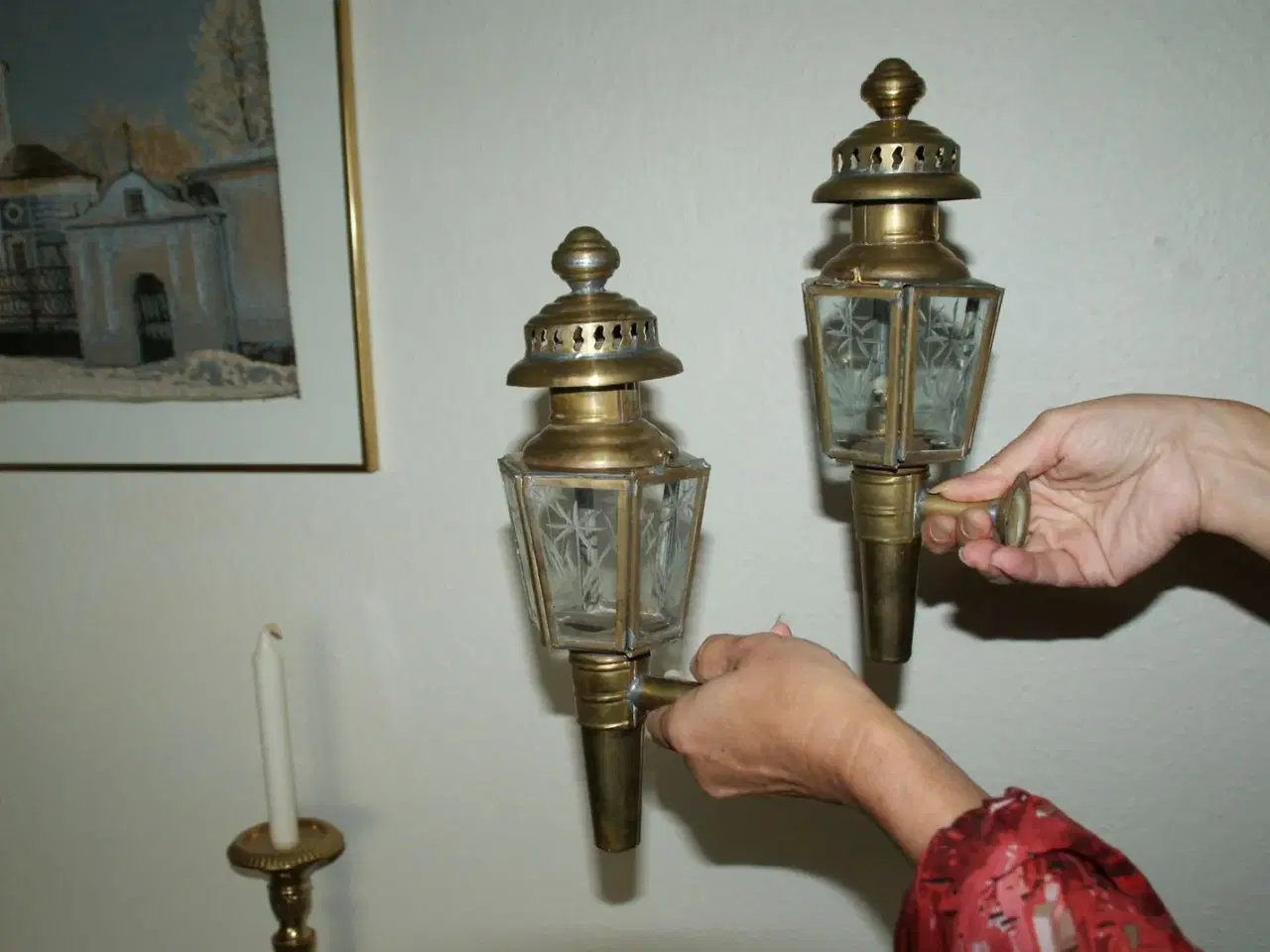 Billede 1 - NY PRIS gamle messing olie lamper sælges