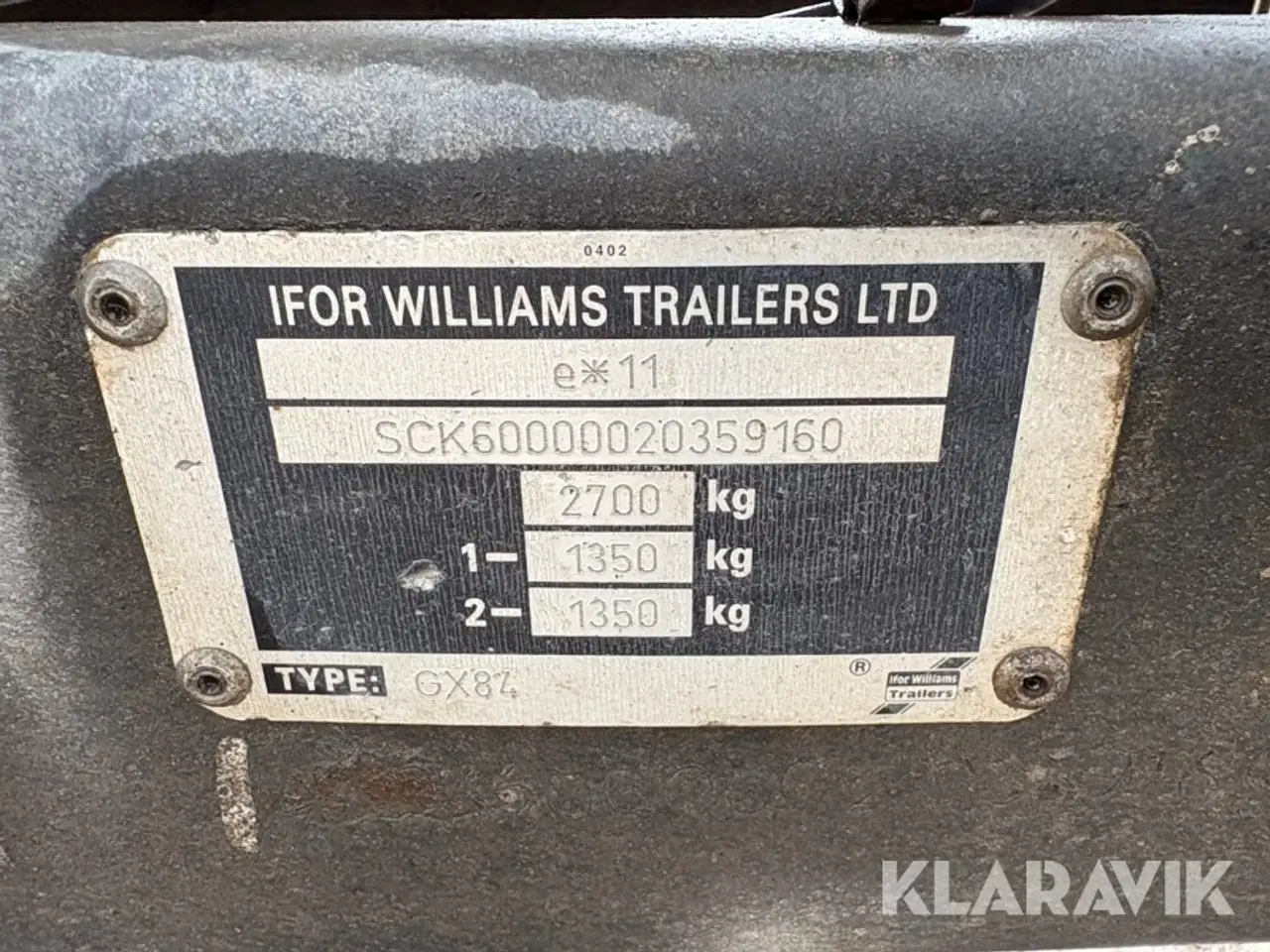 Billede 6 - Maskintrailer Iför Williams, indespension GX84