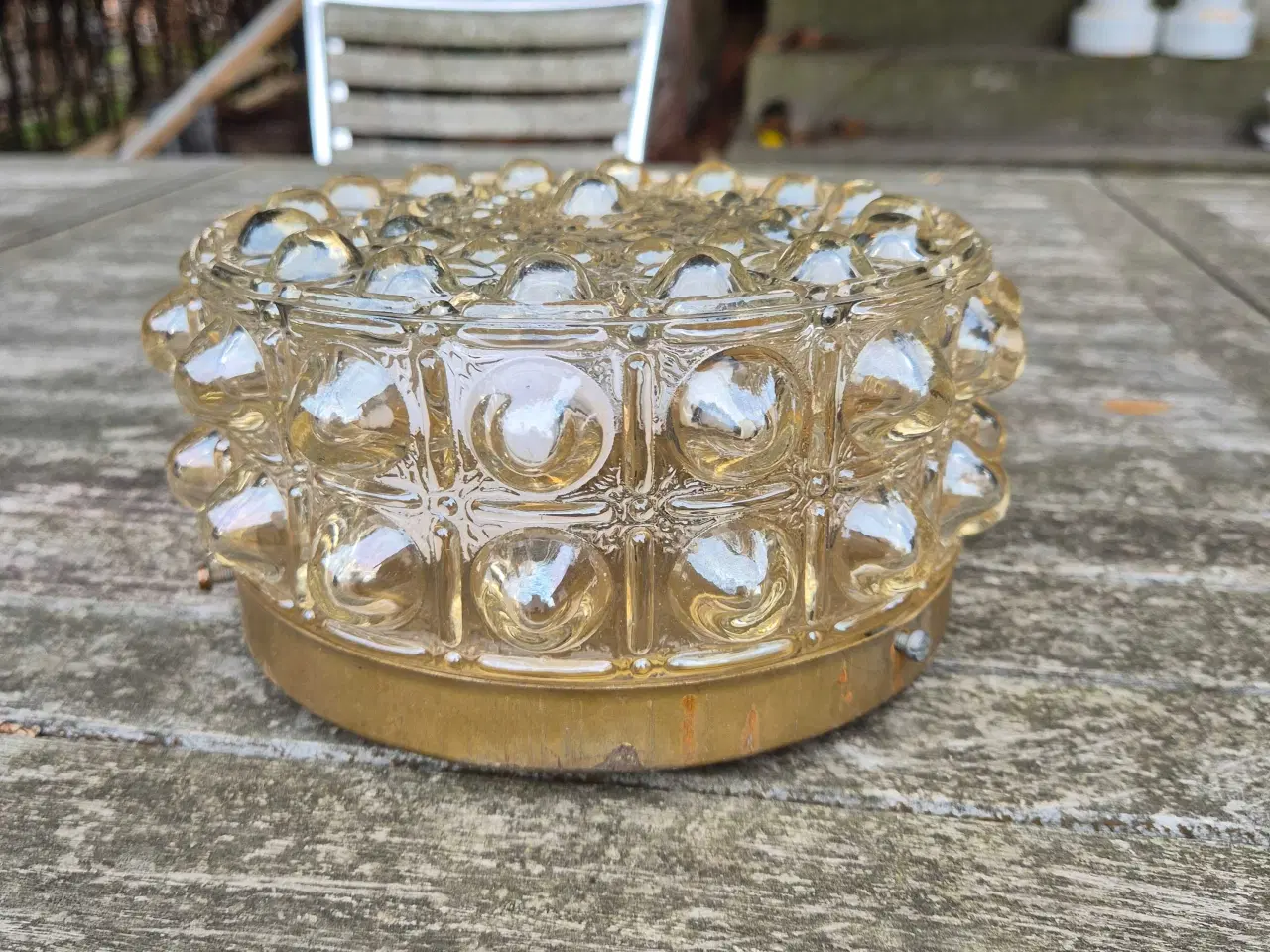 Billede 1 - Rund plafond med gylden glasskærm