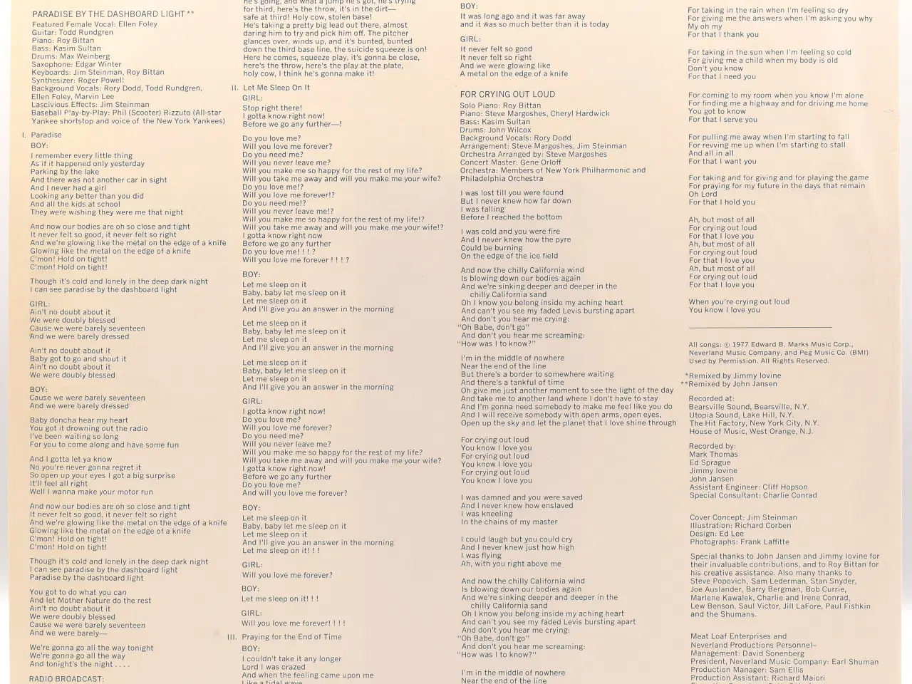 Billede 3 - Meat Loaf - Bat Out Of Hell - EU 1988 - EX/EX