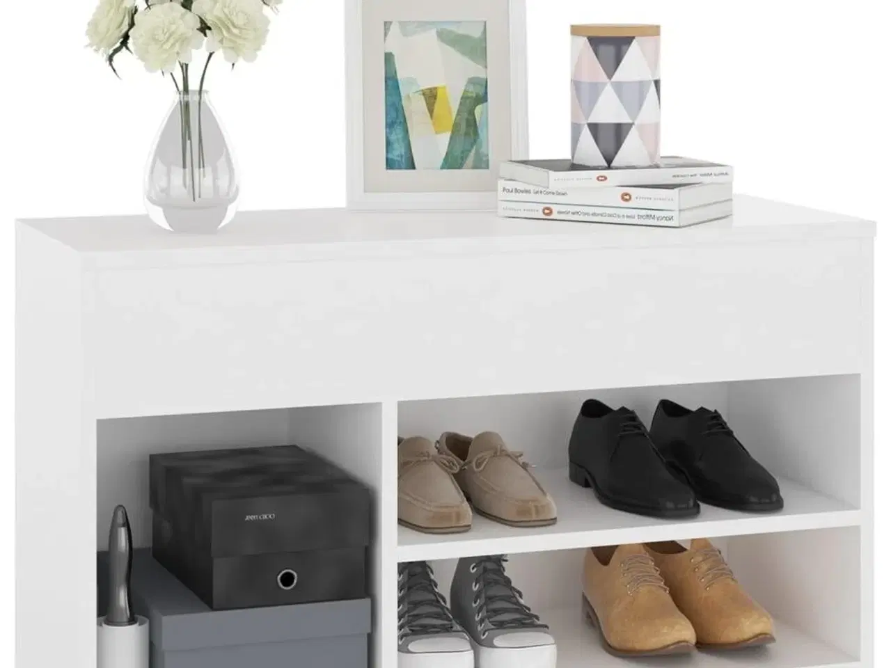 Billede 4 - Skobænk 80x30x45 cm konstrueret træ hvid