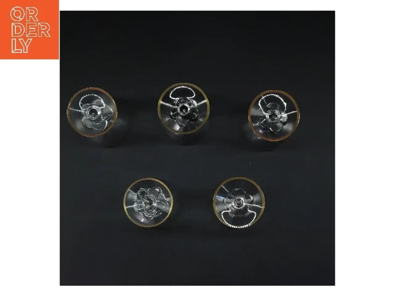 Billede 2 - Sæt med 5 glas med guldkant (str. 5 stk Ø 7 cm længde 11,5 cm)