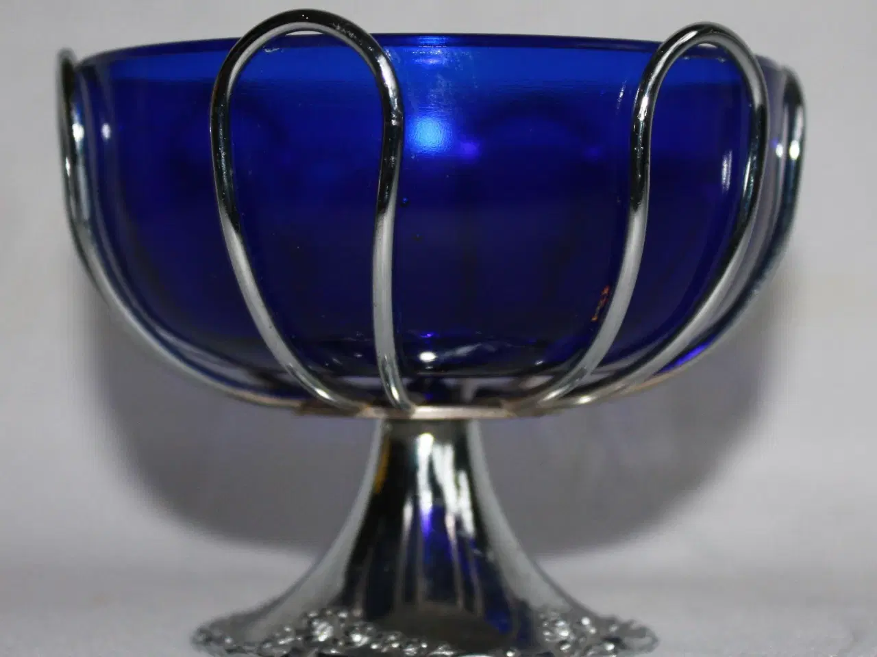Billede 3 - Kandisskål, blå glasindsats
