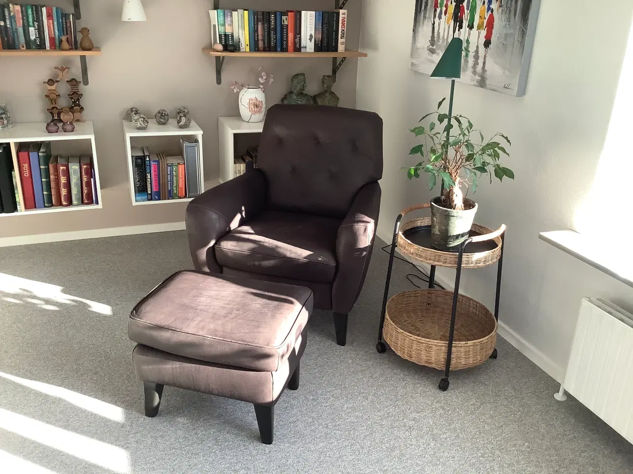 Billede 1 - Natuzzi okselæder lænestol med skammel.