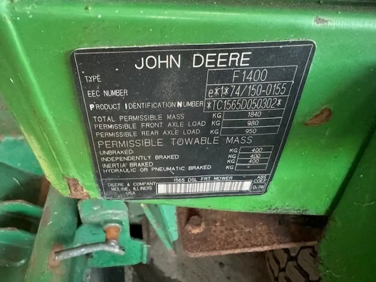 Billede 11 - John Deere 1565 MED ROTORKLIPPER OG SPAIRHESD BRAKPUDSER