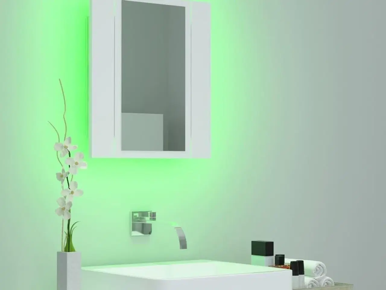 Billede 4 - Badeværelsesskab med LED-lys 40x12x45 cm akryl hvid