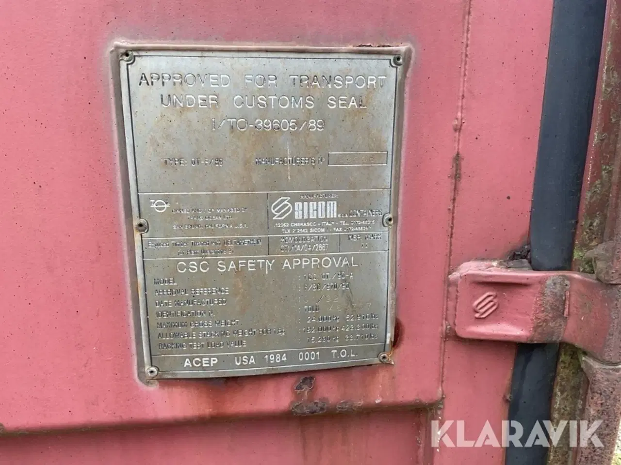 Billede 6 - 20 fods container SICOM 1CC O. T./90-A , uden tag