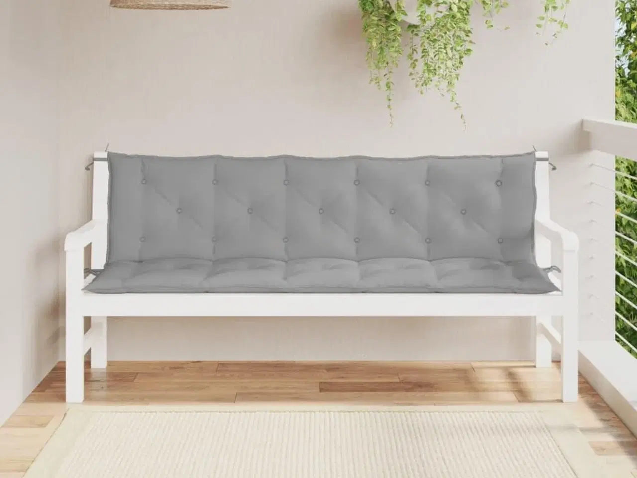 Billede 1 - Hynder til havebænk 2 stk. 180x50x7 cm oxfordstof grå