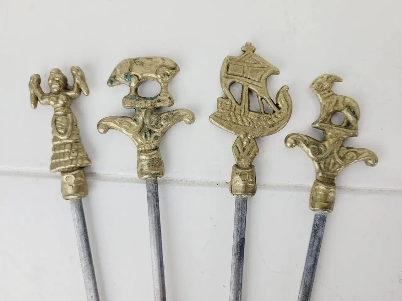 Billede 1 - Vintage Stainless Steel messing Shish Kabob spyd