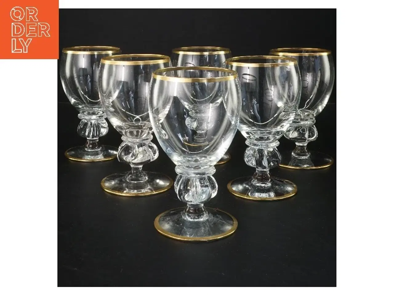 Billede 1 - Guld-kantede glas (str. 6 stk Ø 7 cm længde 13 cm)