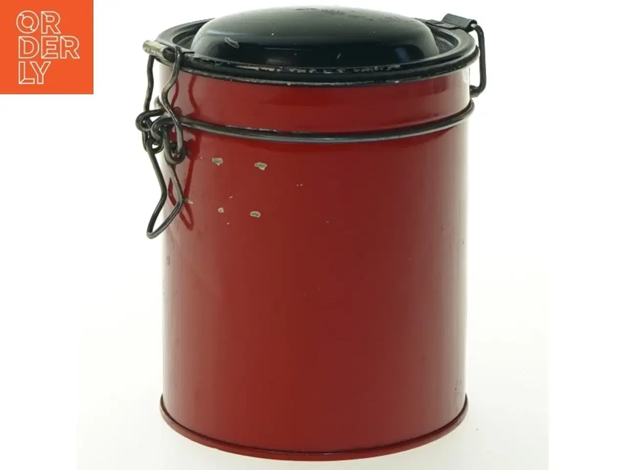 Billede 1 - Rund Vintage metalbeholder med låg (str. Ø 11x14 cm)