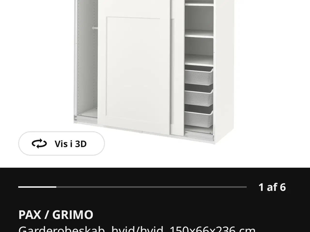 Billede 1 - Ikea Pax/Grimo Garderobeskab 