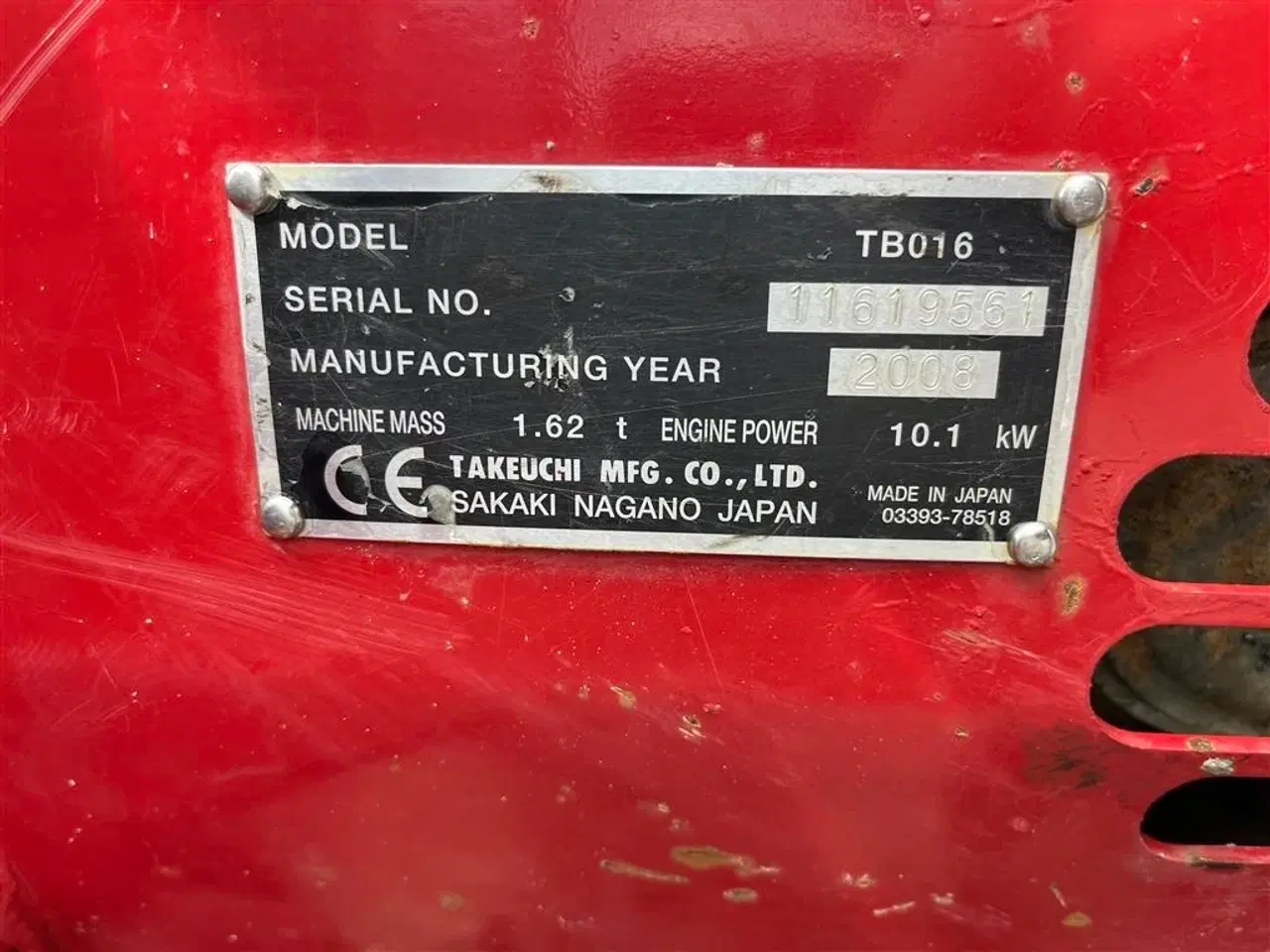 Billede 9 - Takeuchi TB 016 Halv automatisk fæste med kipbar planerskovl