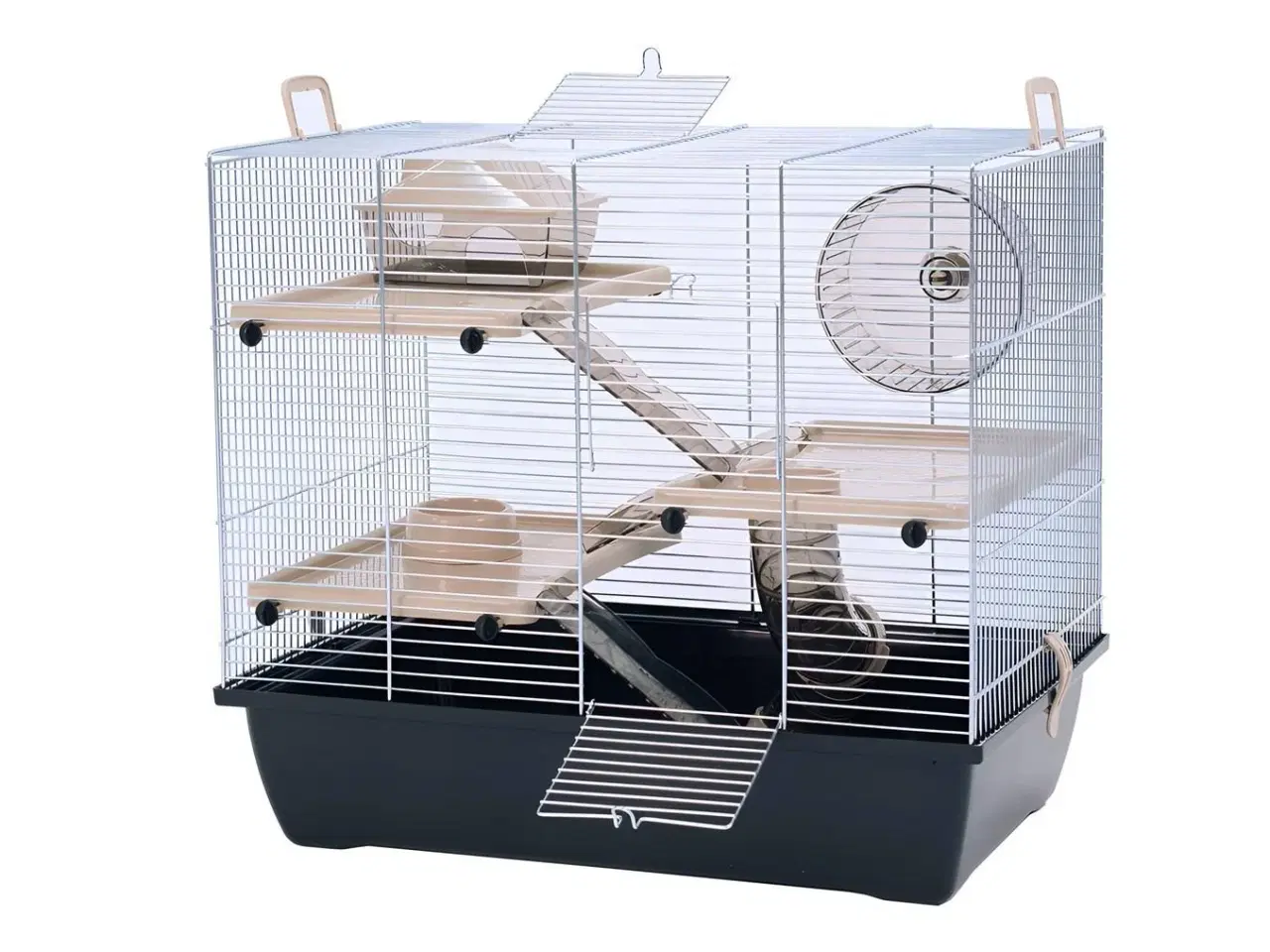 Billede 1 - Hamsterbur INTER-ZOO Pinky 3 Zinc Black – med hjul, hus og 3 etager