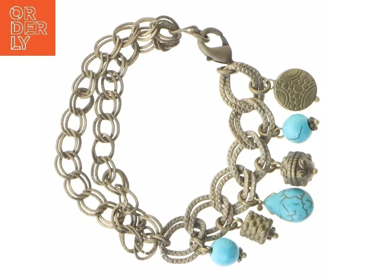 Billede 1 - Armbånd med turkis vedhæng (str. 18 cm)