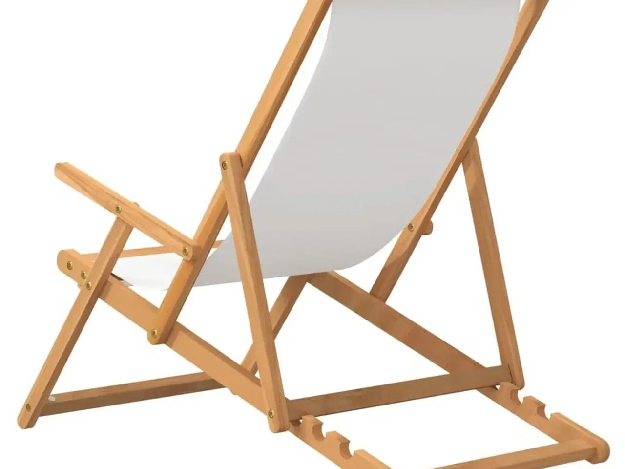 Billede 4 - Foldbar strandstol massivt teaktræ cremefarvet