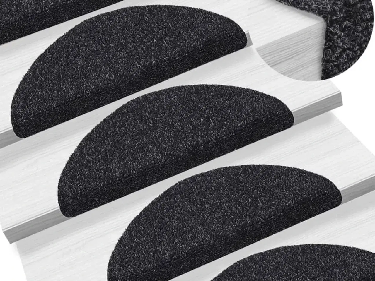 Billede 1 - Trappemåtter selvklæbende 15 stk. 56x17x3 cm sorte halvrunde