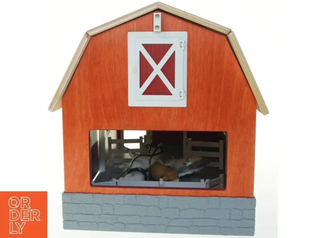 Billede 2 - Model hestestald med figurer (str. 48x29 cm)
