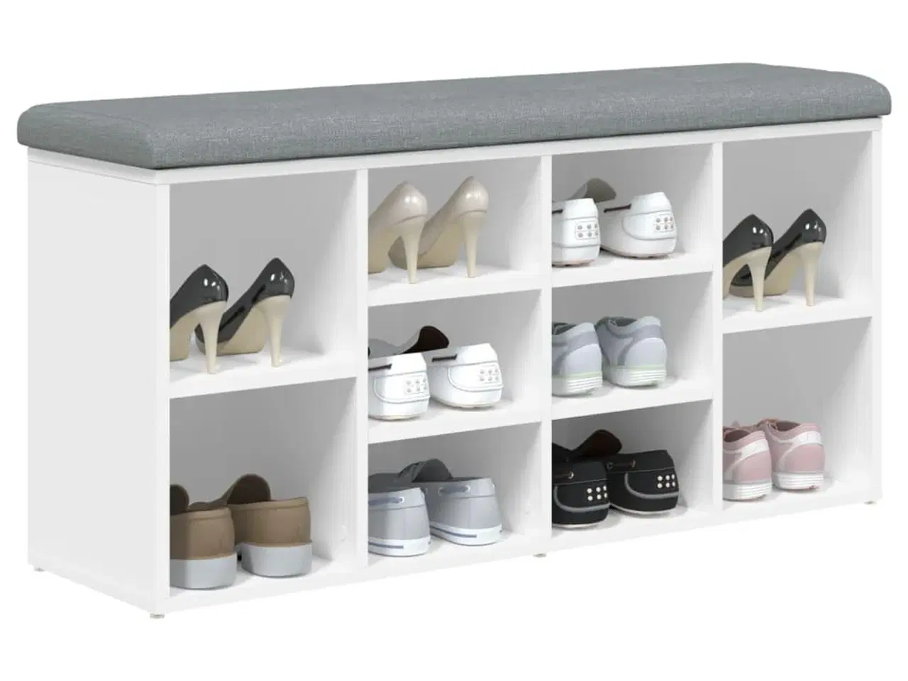 Billede 4 - Skobænk hvid 102x32x50 cm konstrueret træ