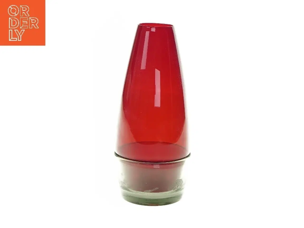 Billede 1 - Rød hyggelampe / lysestage Holmegaard, Per Lütken(str. H: 19 cm )