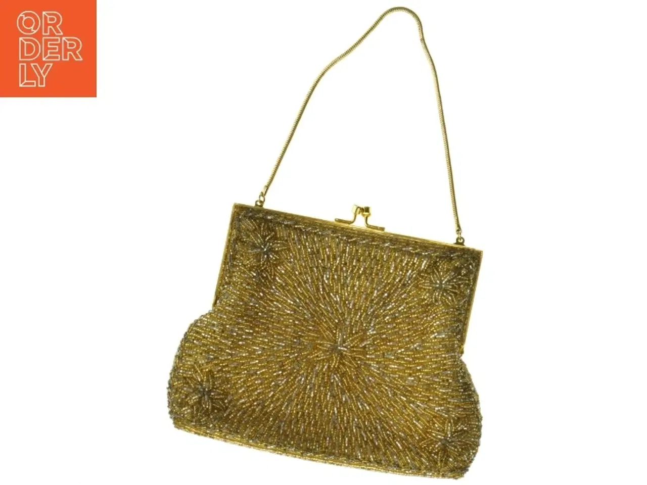 Billede 1 - Guld selskabs taske med perler (str. 20 x 16 cm)