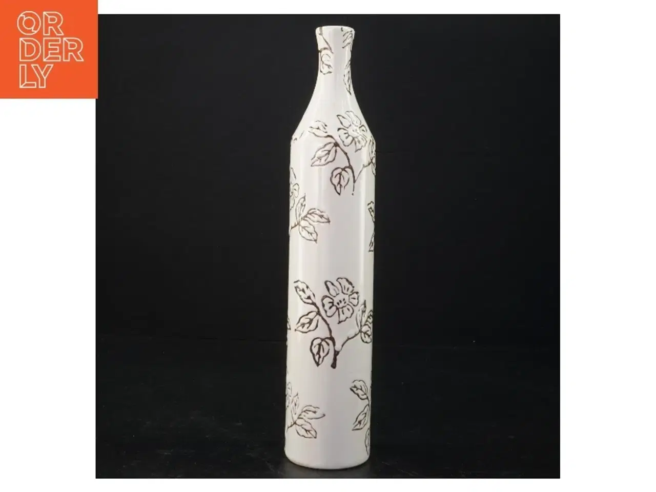 Billede 1 - Dekorativ keramik vase med blomstermotiv (str. 28 x 5 ,5 cm)