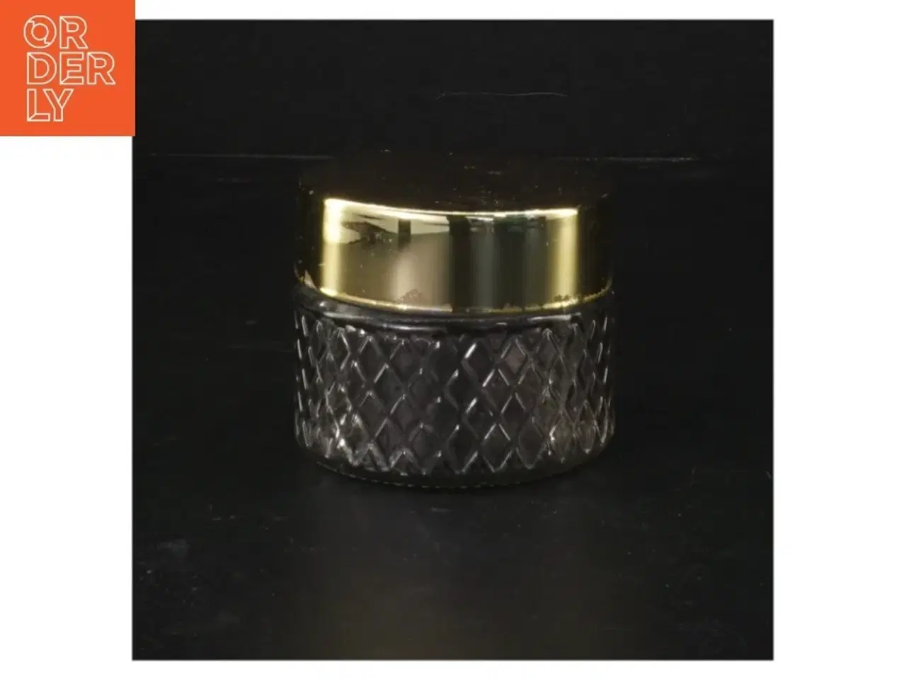 Billede 1 - Glaskrukke med guldlåg (str. Ø 8 cm)